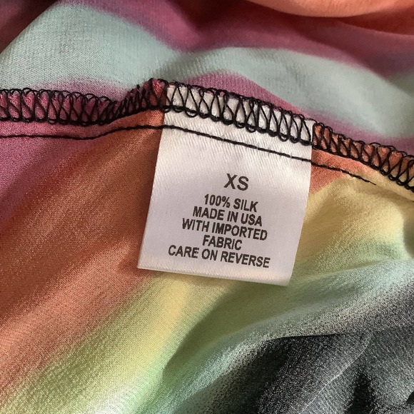 NONchalant The Label Camila Rainbow Stripe Silk True Wrap Midi Dress XS … - Picture 10 of 10